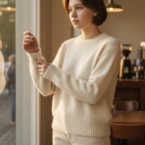 Howlin Women XS Sweater Birth of the Cool Wool Ivory Crew Pullover Minimalist